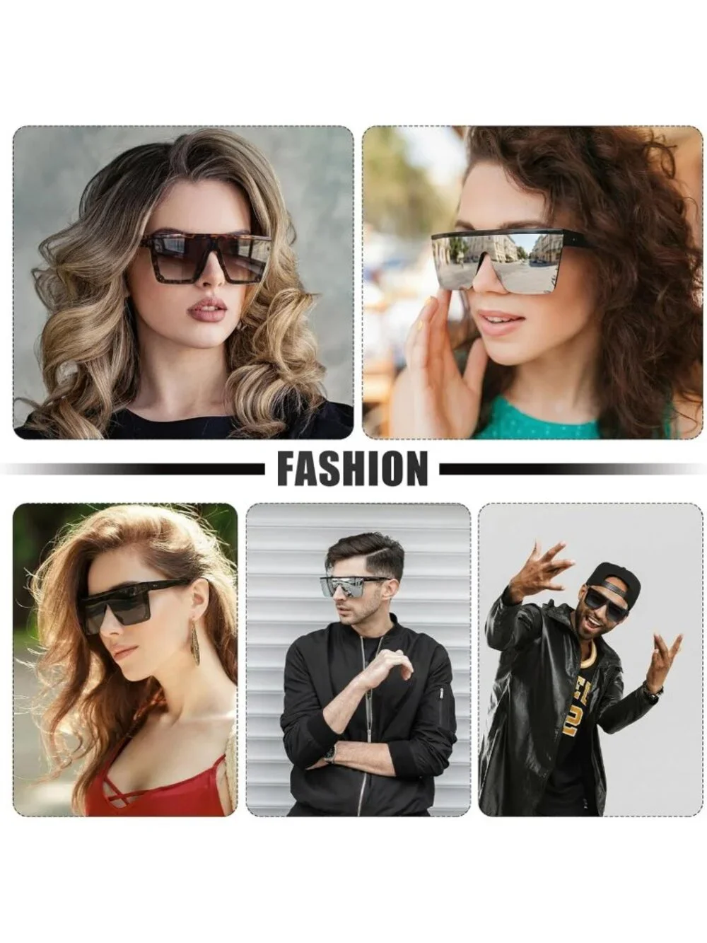 Oversized Square Flat Top Sunglasses for Women & Men - Stylish UV Protection